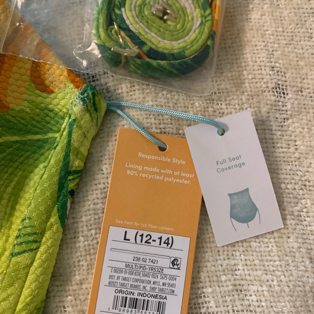 Kona Sol Green and Yellow One Piece Swimsuit Tropical Print - Picture 2 of 6